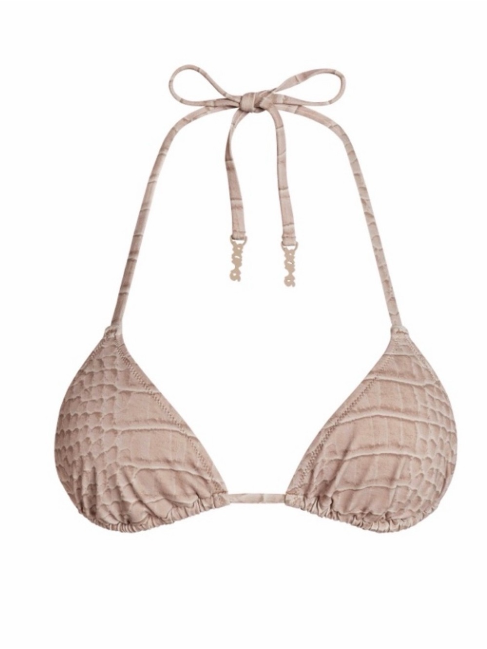 SKIMS Croc-Texture Triangle Halter Top in Light Taupe